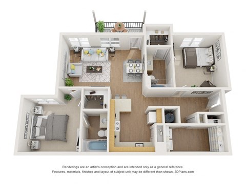 a floor plan of a 3 bedroom apartment
